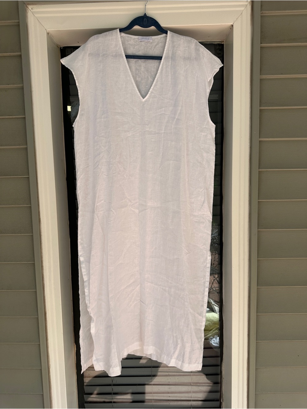 Aritzia Little Moon 100% Organic Linen White Coverup Caftan Maxi Dress Large